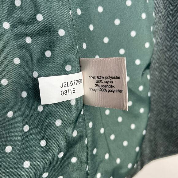 The Limited Green Gray Herringbone Tweed Classic Academia Blazer Jacket womens M - Picture 13 of 13